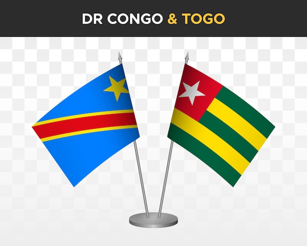 Democratische Republiek Congo DR vs Togo Bureau vlaggen mockup geïsoleerde 3d vectorillustratie