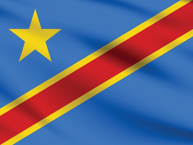 Democratische vlag van de Congo officiële kleuren en proportie digitale vectorillustratie Golvende vlag