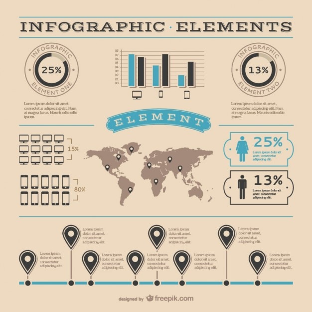 Vector demographic presentation retro design