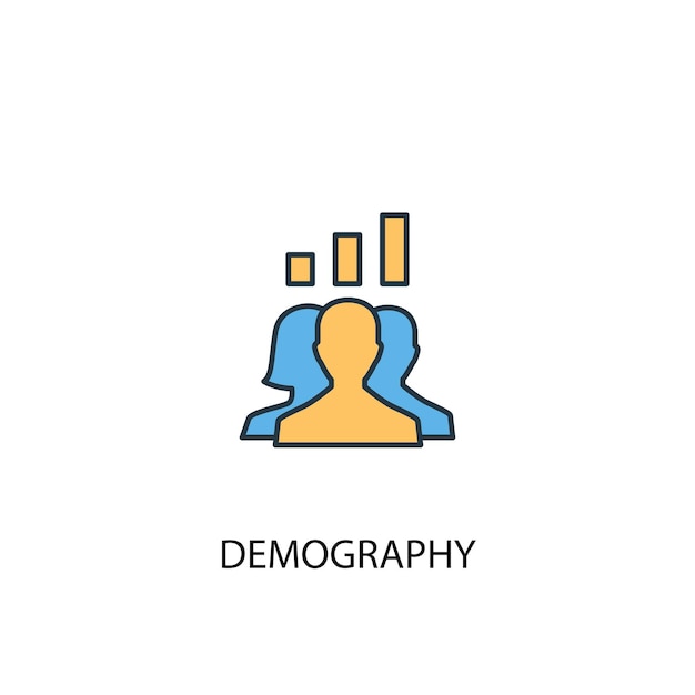 Demography concept 2 colored line icon. simple yellow and blue element illustration. demography concept outline symbol design