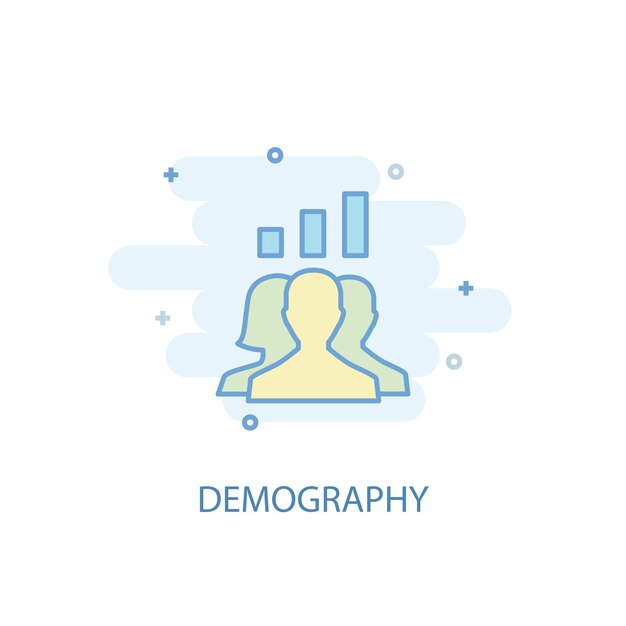 Demography line concept simple line icon colored illustration demography symbol flat design can be used for uiux