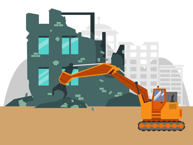 demolition crane concept illustration stylish and beautiful
