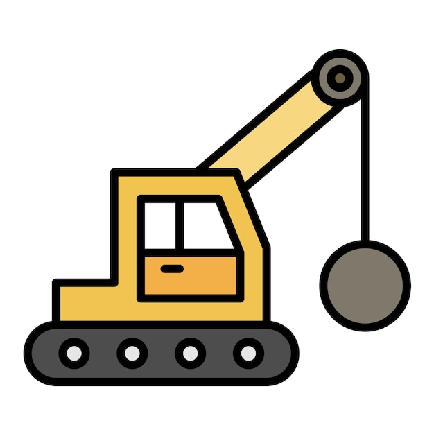 Demolition Crane Flat Illustration