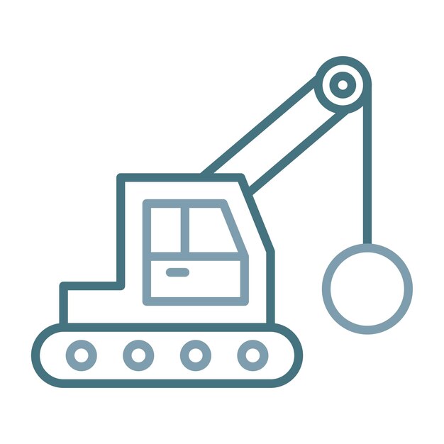 Demolition Crane Flat Illustration