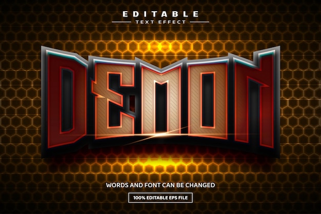 Шаблон редактируемого текстового эффекта demon 3d