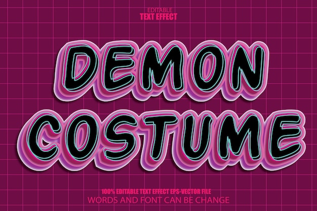 Vector demon costume editable text effect 3d flat gradient styleprint