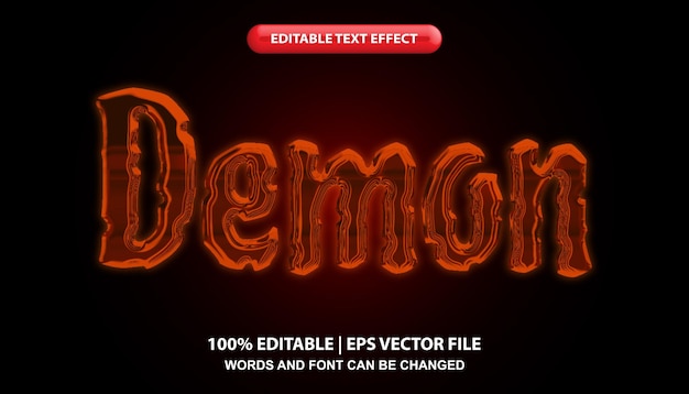 Demon editable text effect template, shiny fluid effect font style