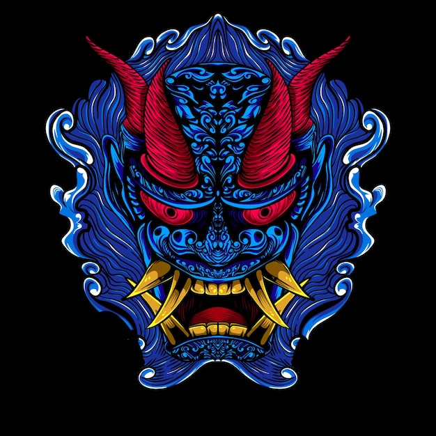 Vector demon face artwork illustration with background