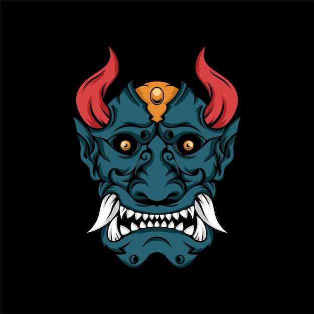 demon face onimask vector design