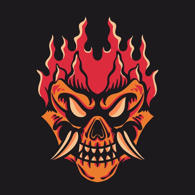 Vector demon fire retro vector illustration