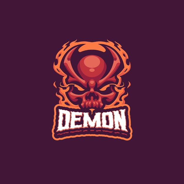 Vector demon head mascot-logo voor esport- en sportteam