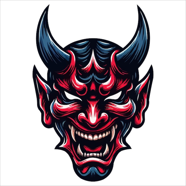 Vector demon hoofd mascotte vector illustratie op witte achtergrond