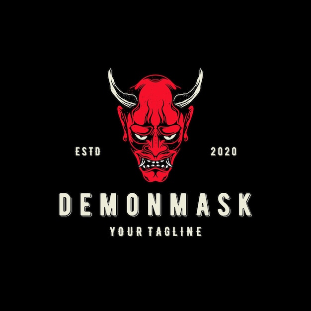 Vector demon oni mask logo template isolated on black