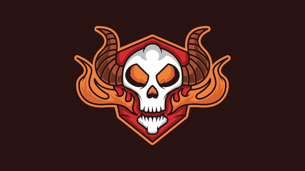 Demon skull mascot logo illustration design