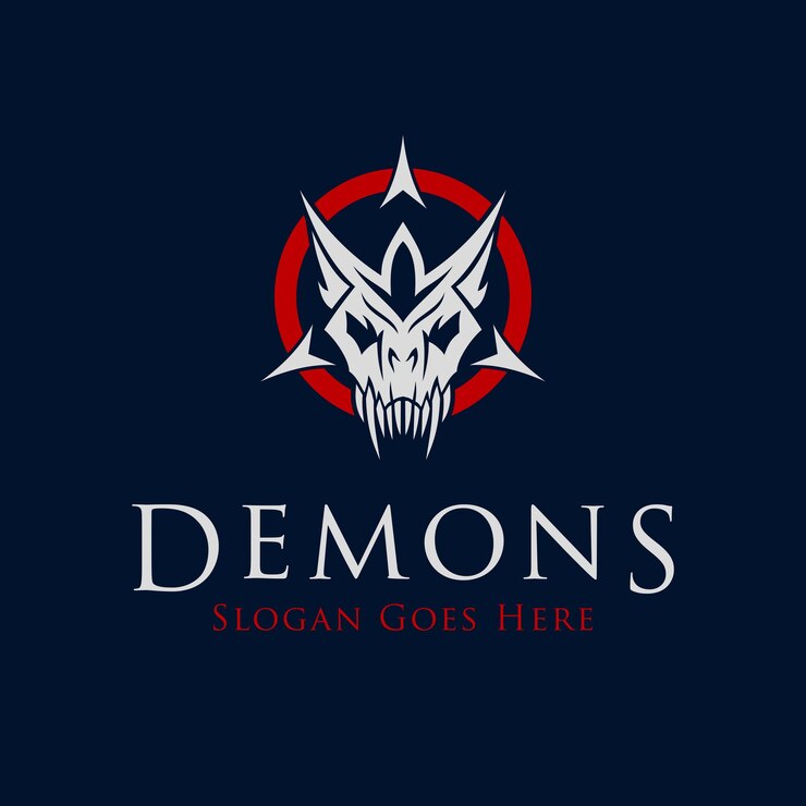 Vector demon skull vector design for mascot logo design in vintage style mascot logo template