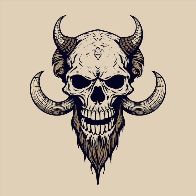 Vector demon skull with horn