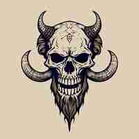 Vector demon skull with horn