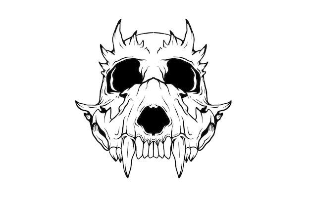 Vector demon skull with horns vector illustration