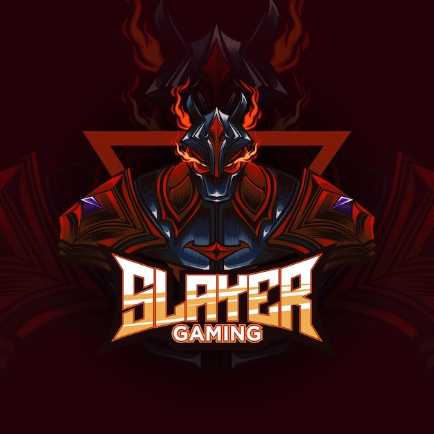 Demon slayer warrior logo gaming e sport illustrazione colore nero rosso