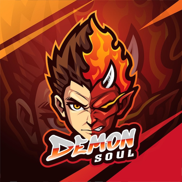 Demon soul face esport mascotte logo ontwerp