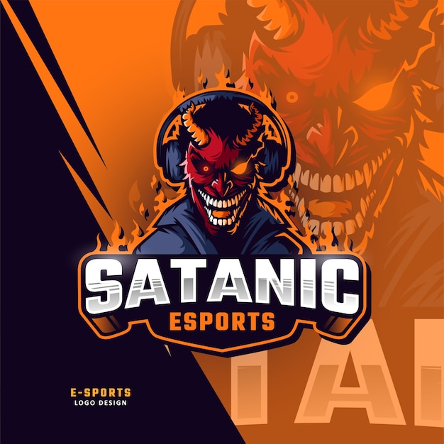 Demonen esport mascotte logo ontwerp