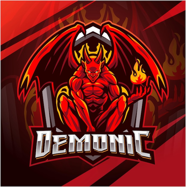 Дизайн логотипа демонического талисмана киберспорта