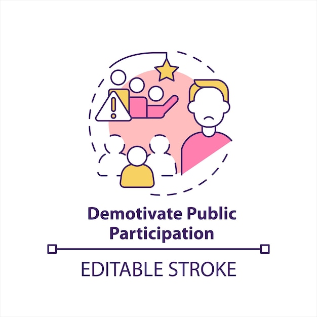 Demotivate public participation concept icon