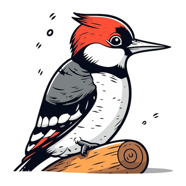 Vettore illustrazione vettoriale di dendrocopos major woodpecker