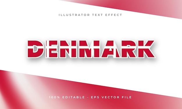 Denemarken bewerkbaar teksteffect met Deense vlagtextuur