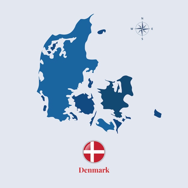 Denemarken kaart en vlag Vlag van Denemarken vector