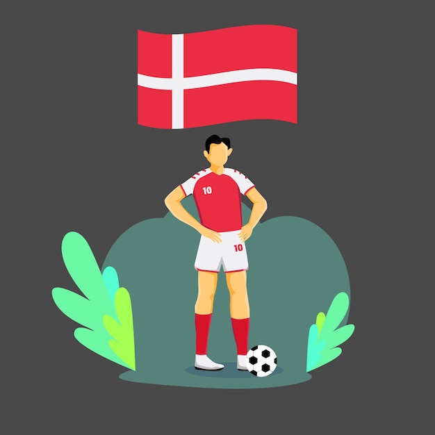 Vector denemarken speler flat concept karakterontwerp