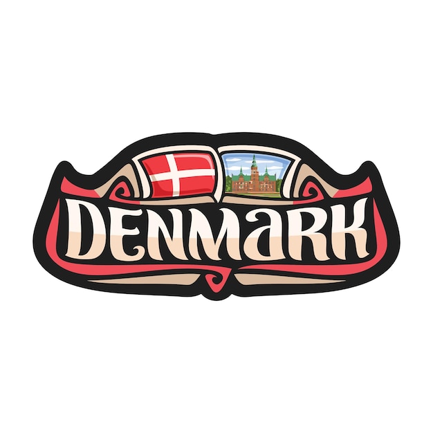 Denemarken Sticker Vlag Logo Badge Reizen Souvenir Illustratie