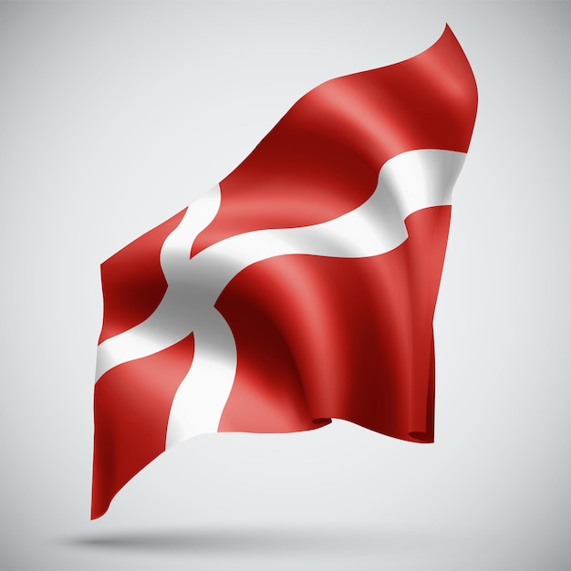 Denemarken, vector 3d vlag geïsoleerd op een witte achtergrond