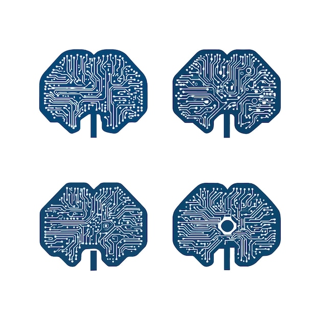 Denho vetorial de placame de circuito de computador em tecnologia de forma de crebro