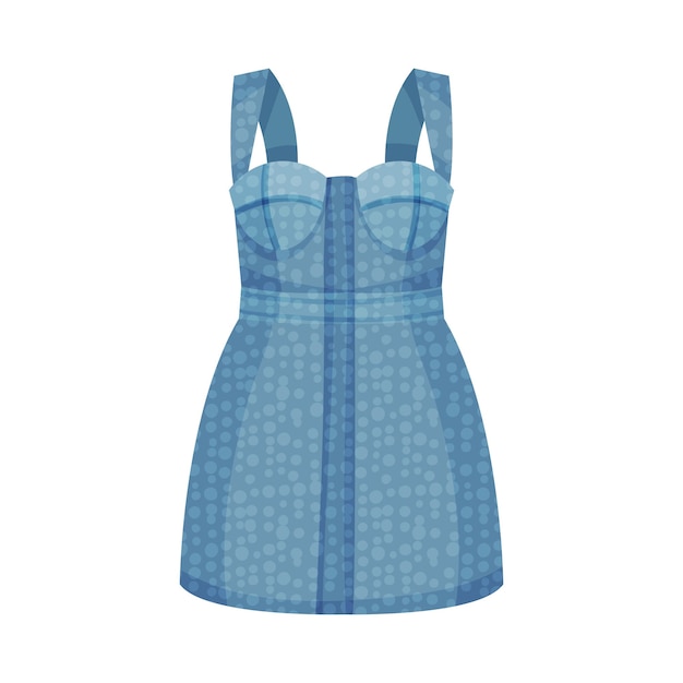 Джинсовое синее платье с плечевыми ремнями в качестве женской векторной иллюстрации