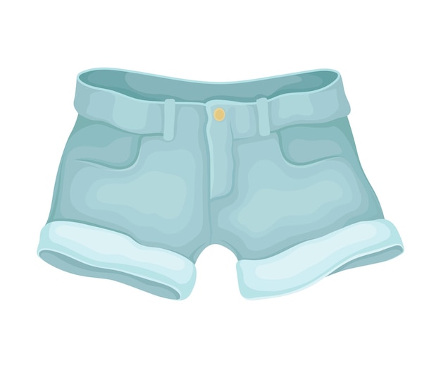 Denim Blue Shorts with Side Pockets as Womenswear Vector Illustration