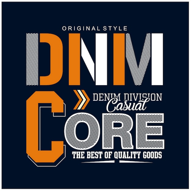 Denim core design tipografico vintage in illustrazione vettoriale tshirt abbigliamento e altri usi