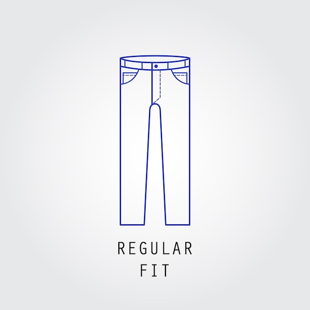 Denim fit pictogram. Type broek en jeans Regular fit. Lijn vector pictogram silhouet.