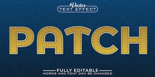 Vector denim patch editable text effect template