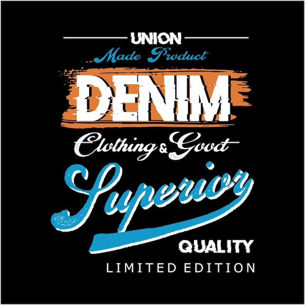 Vector denim superieure grafische typografie voor casual t-shirtontwerp