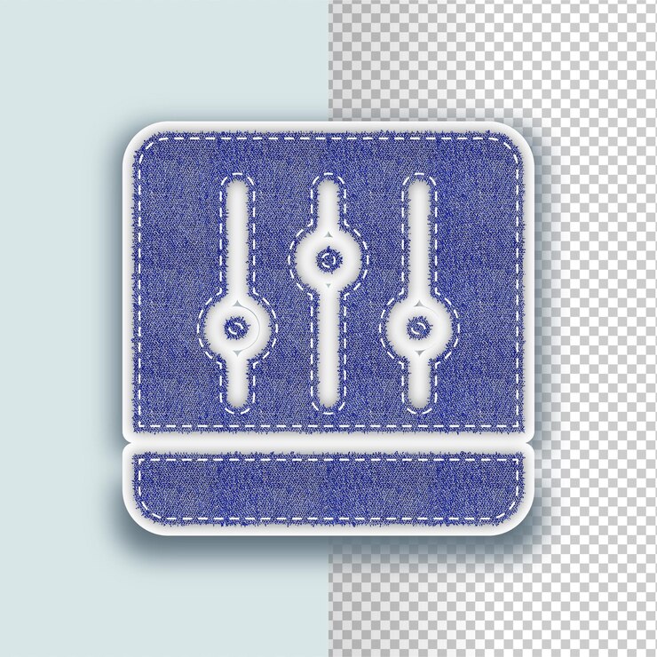 Vector denim texture equalizer icon with editable background
