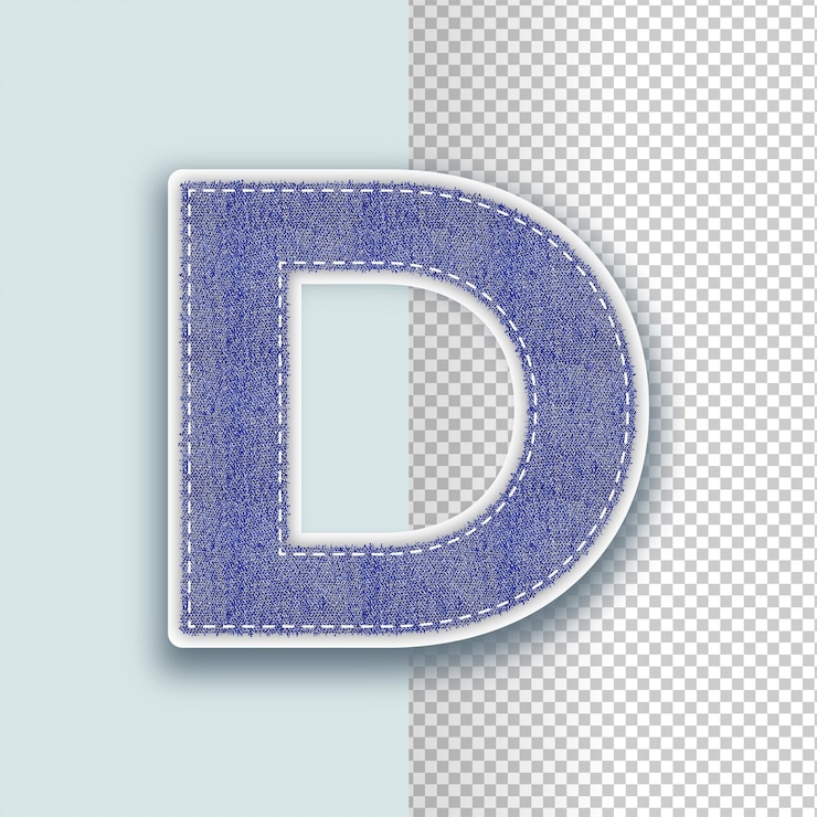 Vector denim texture letter d icon with editable background