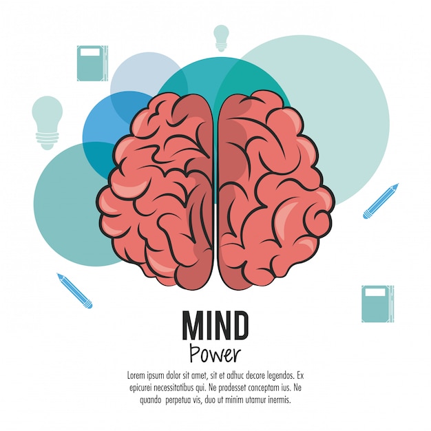 Denk aan kracht- en hersenensjabloon met informatie
