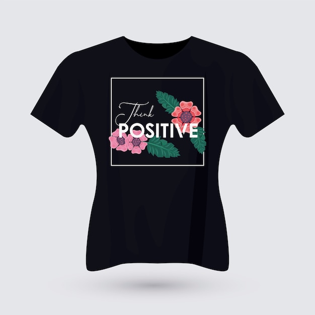 Denk aan positieve kleding voor shirtprints met illustratie van bloemen