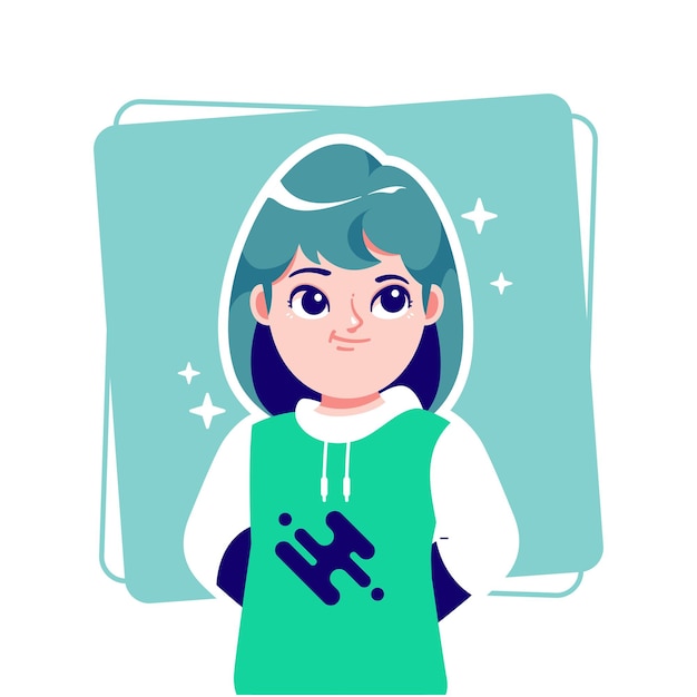denken gebaar schattig meisje avatar stripfiguur
