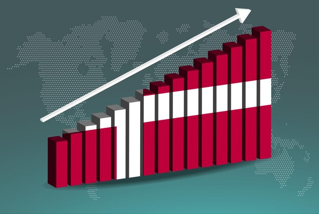 Denmark 3d bar chart graph vector upward rising arrow on data country statistics concept