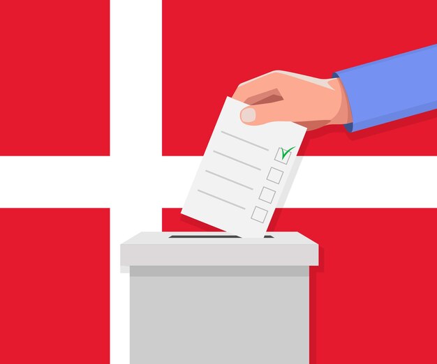 Denmark election concept Hand puts vote bulletin