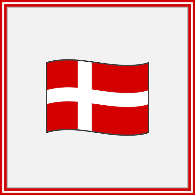 Denmark flag cartoon vector illustration flag of denmark flat icon outline national denmark flag