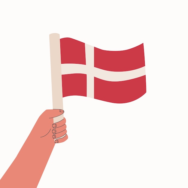 Vector denmark flag national flag of the country in hand vector cartoon illustration