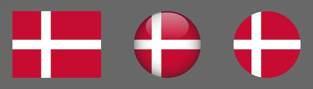 Denmark Flag Set Collection Vector